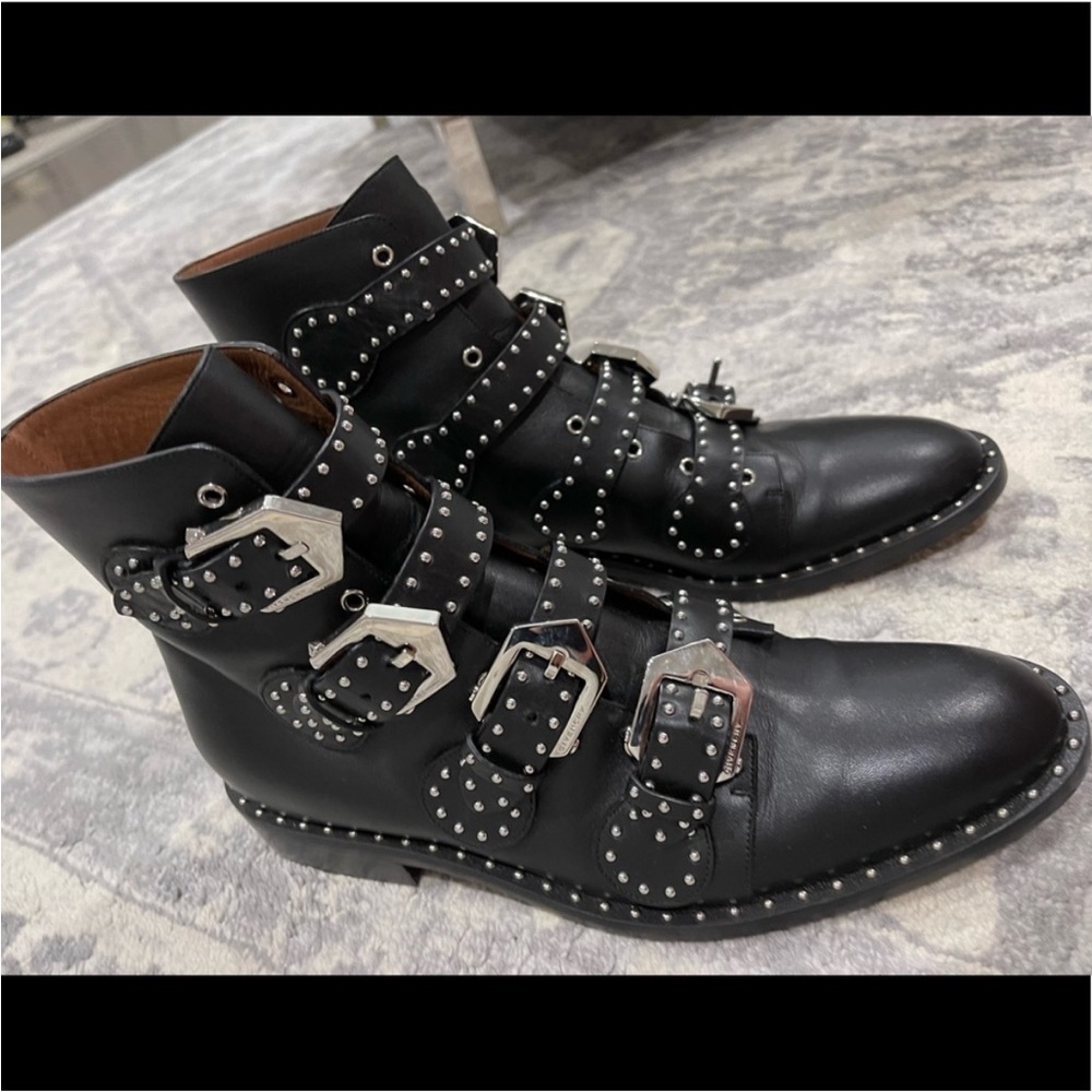 Givenchy Black Leather Studded Ankle Boots - Picture 9 of 10